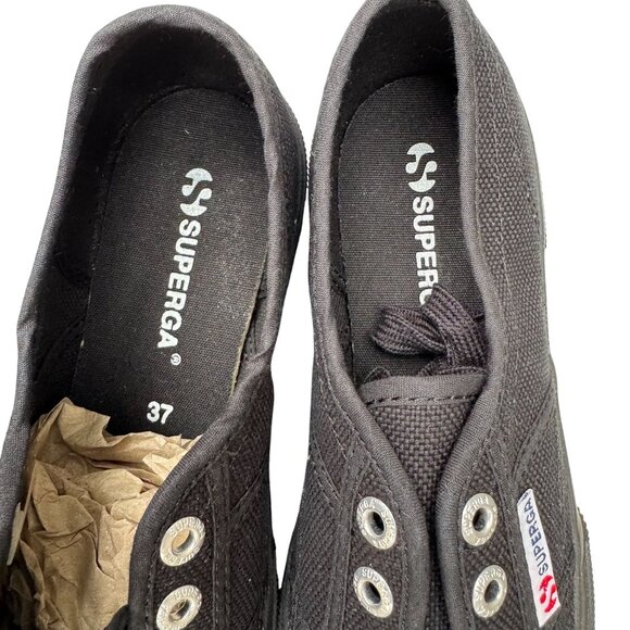 Superga Womens 2750 Cotu Nero Classic Black Canvas Sneakers Size 37 New With Box - Picture 6 of 11